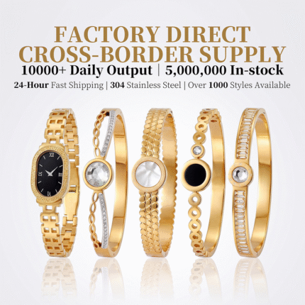 European and American Cross-Border Titanium Steel Bracelet for Women 304 Stainless Steel Diamond-Studded Open Bangle PVD Vacuum Plating Waterproof Fade-Resistant